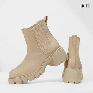 NWT IDIFU Women's Beige Chelsea Suede Ankle Booties